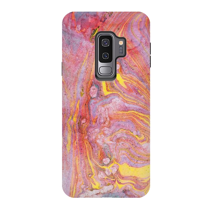 Galaxy S9 plus StrongFit Pink yellow painted mable  by Oana 