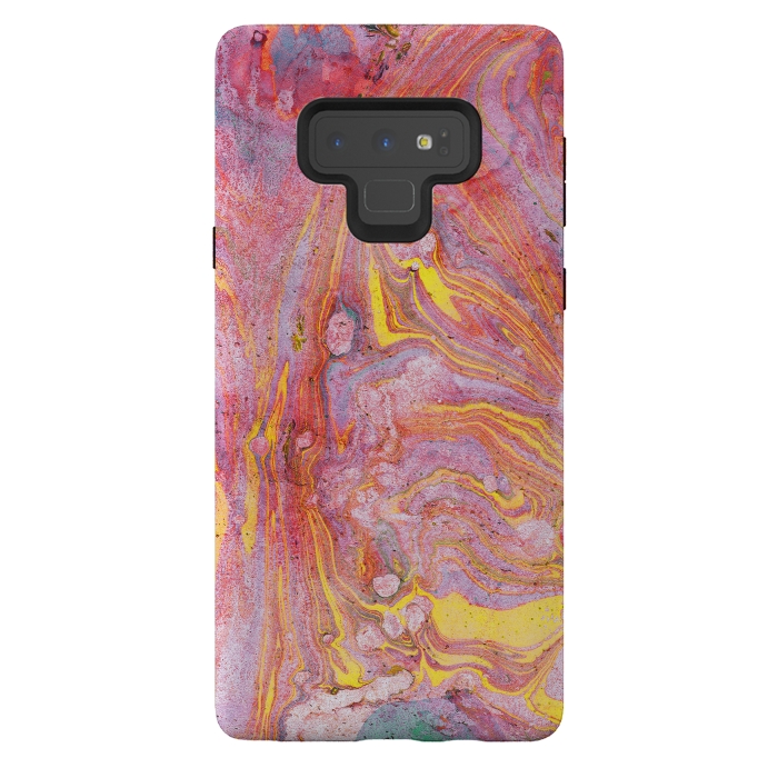 Galaxy Note 9 StrongFit Pink yellow painted mable  by Oana 