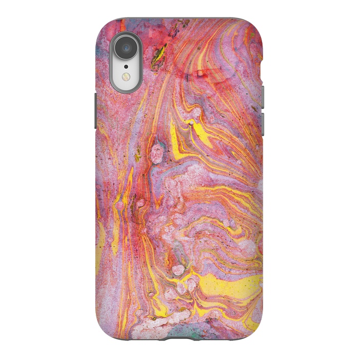 iPhone Xr StrongFit Pink yellow painted mable  by Oana 