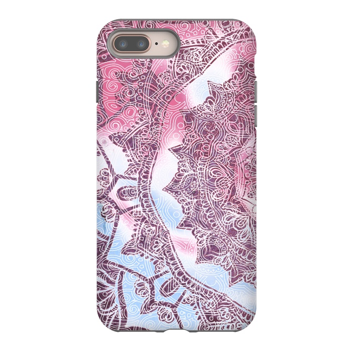 iPhone 7 plus StrongFit Pastel pink blue watercolor mandala by Oana 
