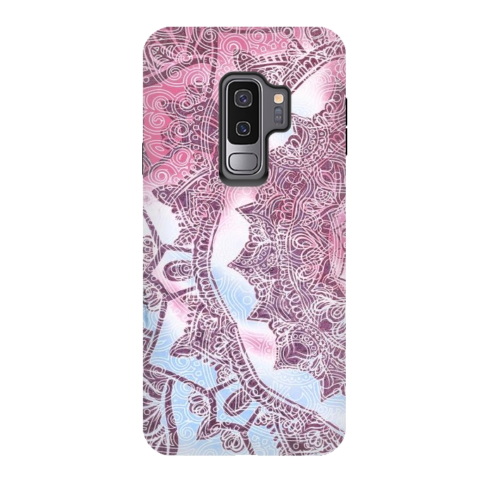 Galaxy S9 plus StrongFit Pastel pink blue watercolor mandala by Oana 