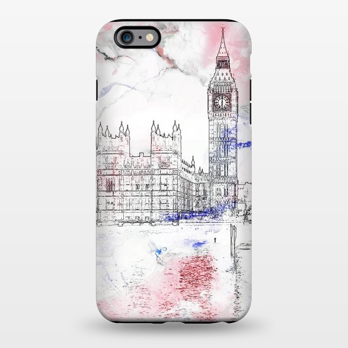 iPhone 6/6s plus StrongFit Big Ben London white pink sketch by Oana 