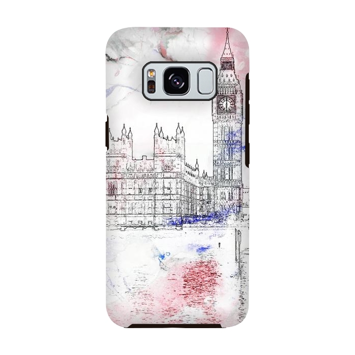 Galaxy S8 StrongFit Big Ben London white pink sketch by Oana 