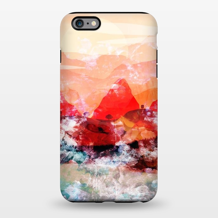 iPhone 6/6s plus StrongFit Red peach abstract brushed mountain landscape by Oana 
