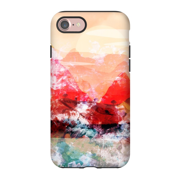 iPhone 7 StrongFit Peach read painted mountain landscape by Oana 
