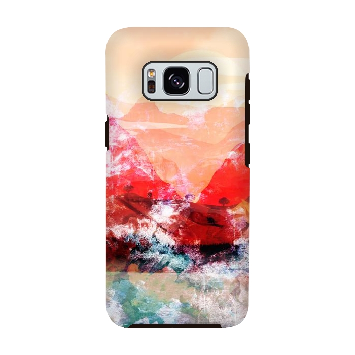 Galaxy S8 StrongFit Peach read painted mountain landscape by Oana 