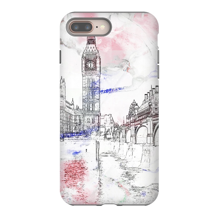 iPhone 7 plus StrongFit London's Big Ben line art travel sketch by Oana 