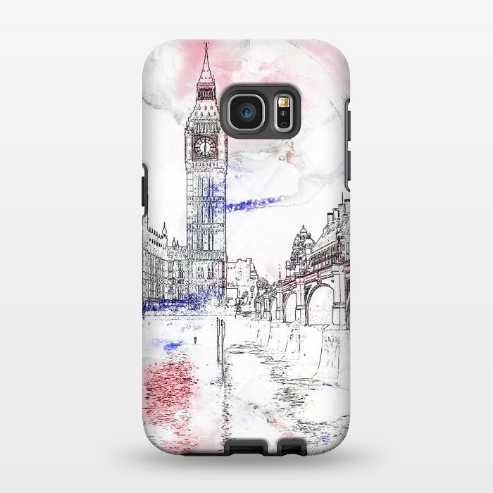 Galaxy S7 EDGE StrongFit London's Big Ben line art travel sketch by Oana 