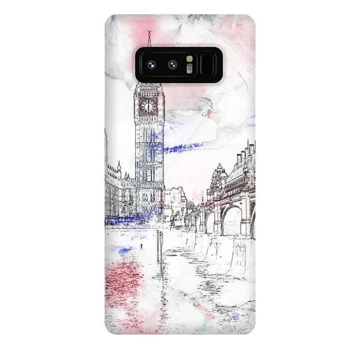 Galaxy Note 8 StrongFit London's Big Ben line art travel sketch by Oana 