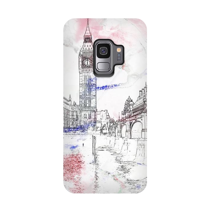 Galaxy S9 StrongFit London's Big Ben line art travel sketch by Oana 