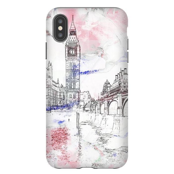 iPhone Xs Max StrongFit London's Big Ben line art travel sketch by Oana 