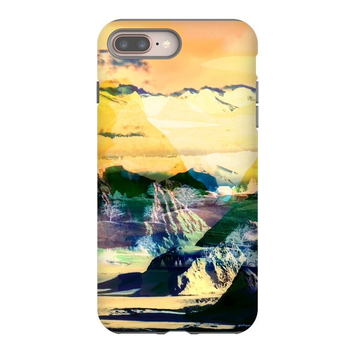 iPhone 7 plus StrongFit Yellow minimal stylised mountain landscape by Oana 