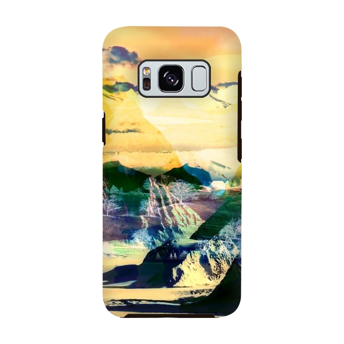 Galaxy S8 StrongFit Yellow minimal stylised mountain landscape by Oana 