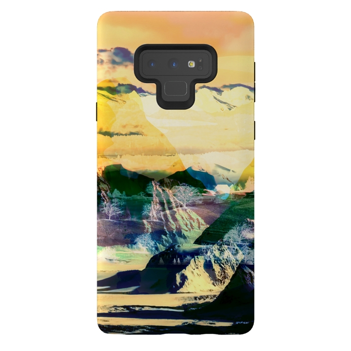 Galaxy Note 9 StrongFit Yellow minimal stylised mountain landscape by Oana 