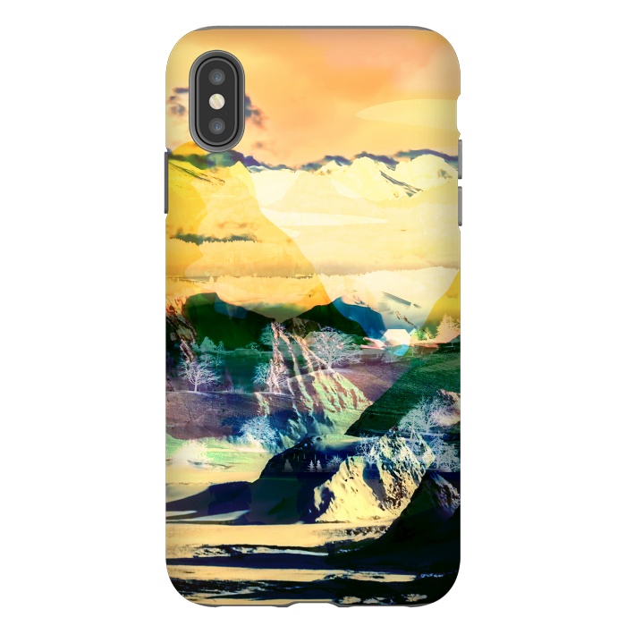 iPhone Xs Max StrongFit Yellow minimal stylised mountain landscape by Oana 