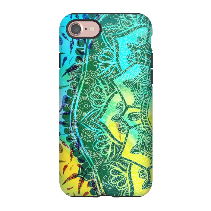 iPhone 7 StrongFit Colorful tie dye mandala petals and feathers by Oana 