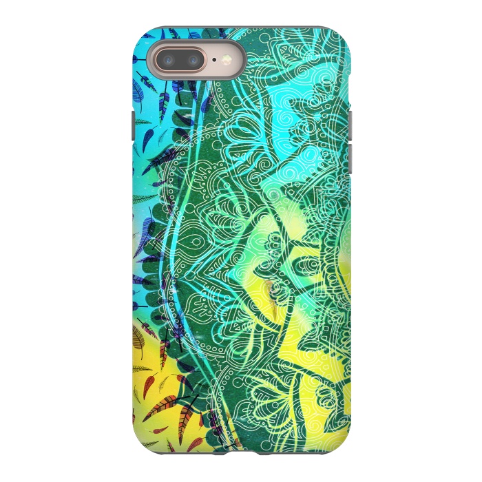 iPhone 7 plus StrongFit Colorful tie dye mandala petals and feathers by Oana 