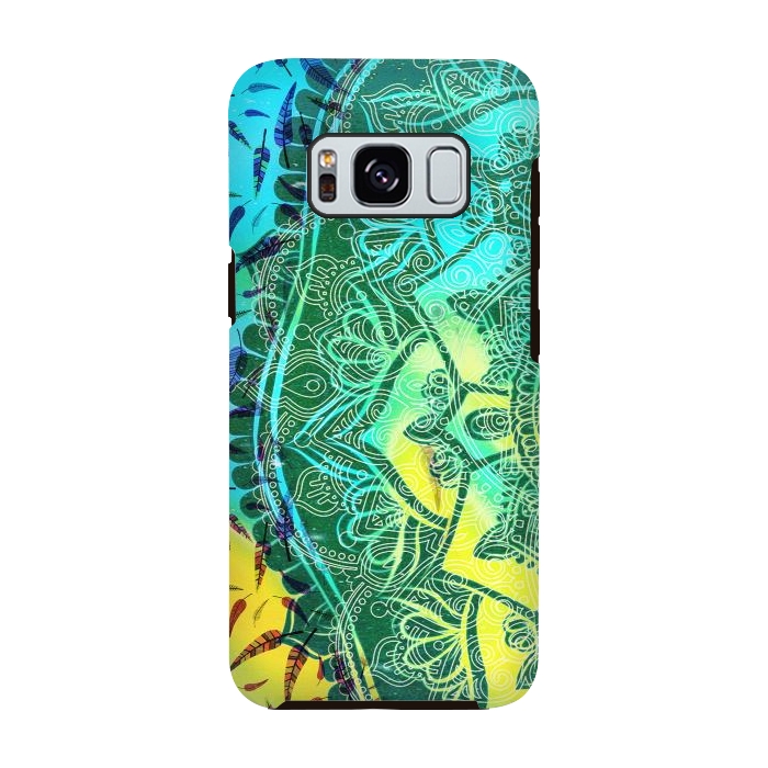 Galaxy S8 StrongFit Colorful tie dye mandala petals and feathers by Oana 