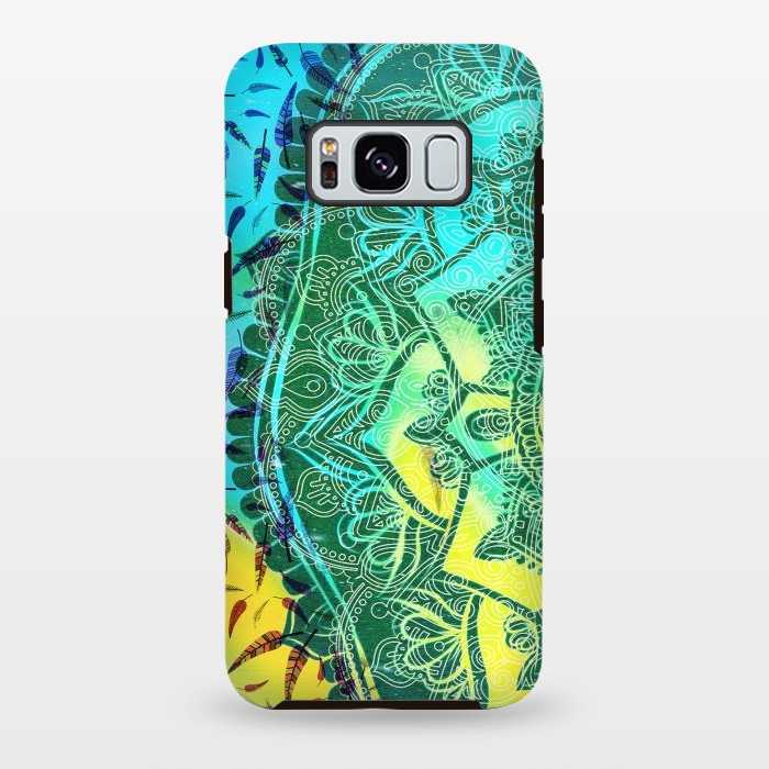 Galaxy S8 plus StrongFit Colorful tie dye mandala petals and feathers by Oana 