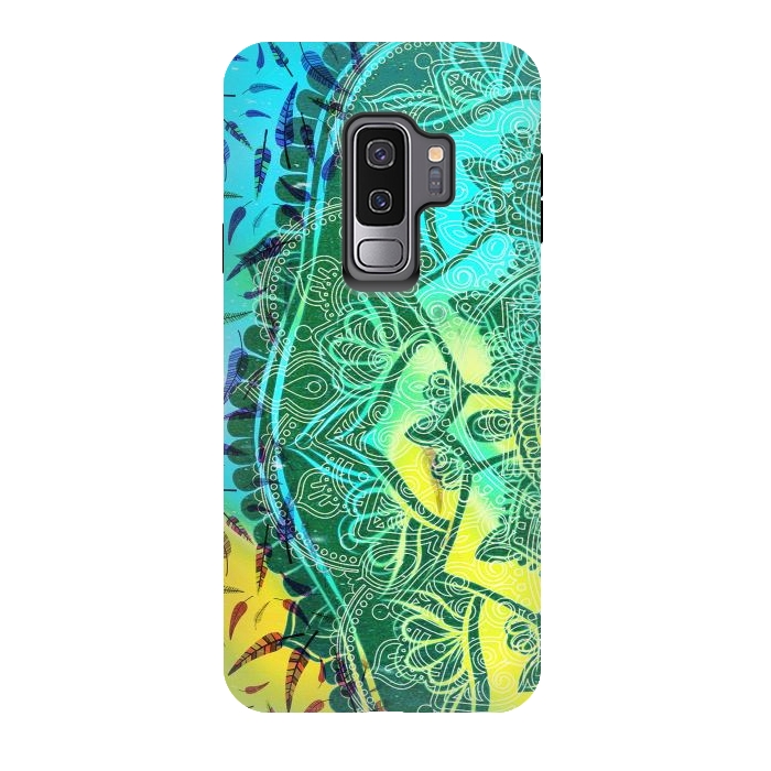 Galaxy S9 plus StrongFit Colorful tie dye mandala petals and feathers by Oana 