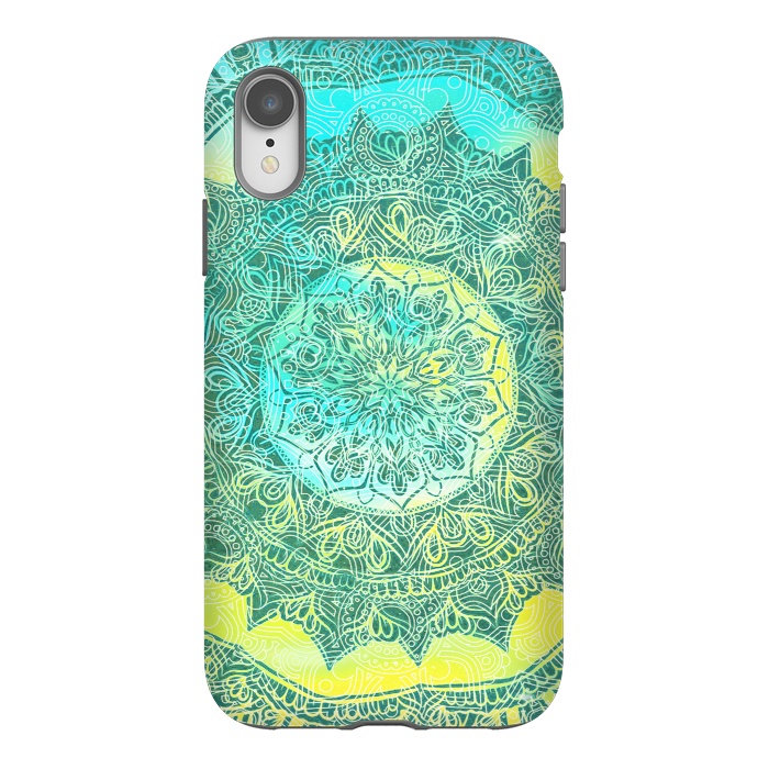 iPhone Xr StrongFit Yellow turquoise gradient mandala by Oana 