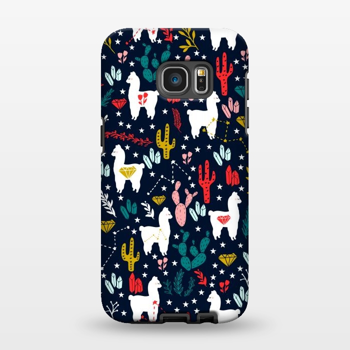 Galaxy S7 EDGE StrongFit Cute Alpaca and Cactus by Karolina