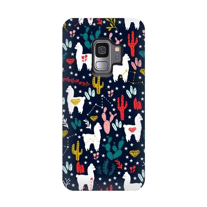 Galaxy S9 StrongFit Cute Alpaca and Cactus by Karolina