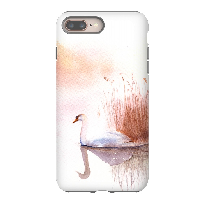 iPhone 7 plus StrongFit White Swan on the Lake by Elena Terzi