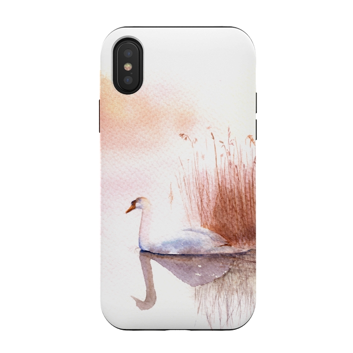 iPhone Xs / X StrongFit White Swan on the Lake by Elena Terzi