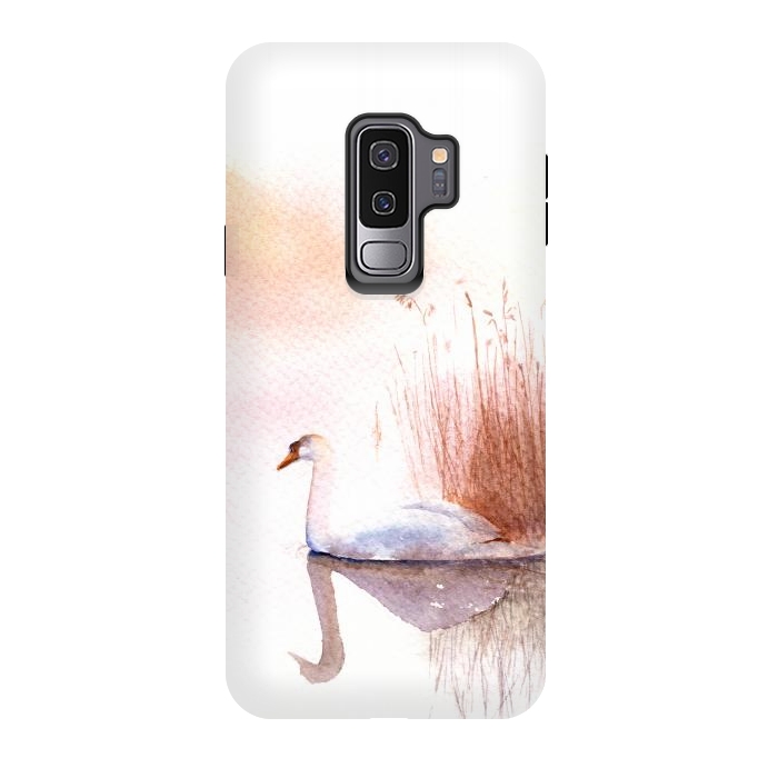Galaxy S9 plus StrongFit White Swan on the Lake by Elena Terzi