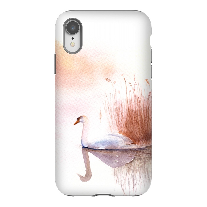 iPhone Xr StrongFit White Swan on the Lake by Elena Terzi