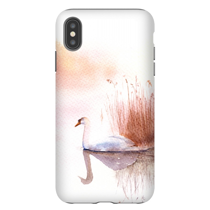 iPhone Xs Max StrongFit White Swan on the Lake by Elena Terzi
