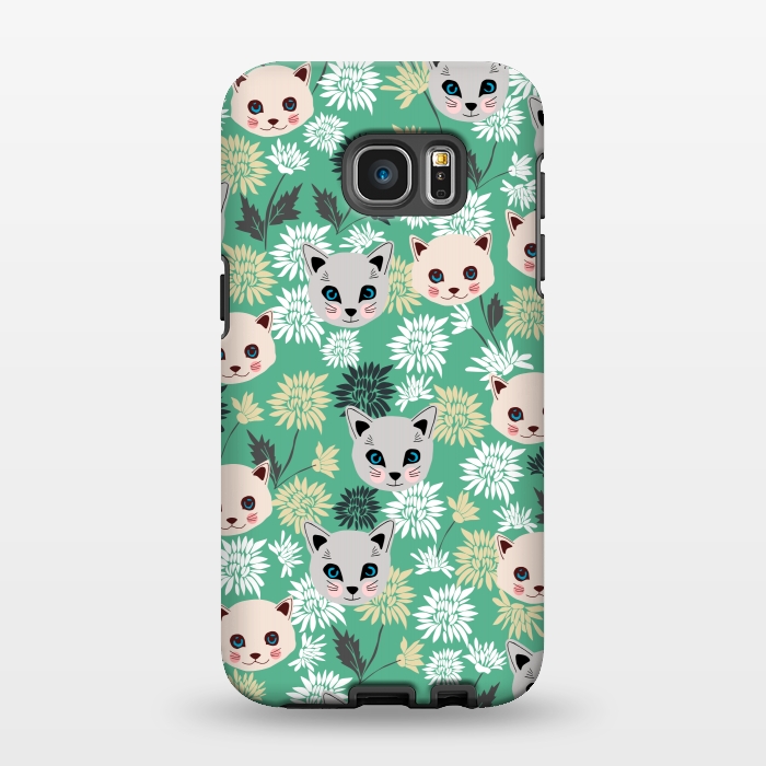 Galaxy S7 EDGE StrongFit Cute Cats and Flowers by Karolina