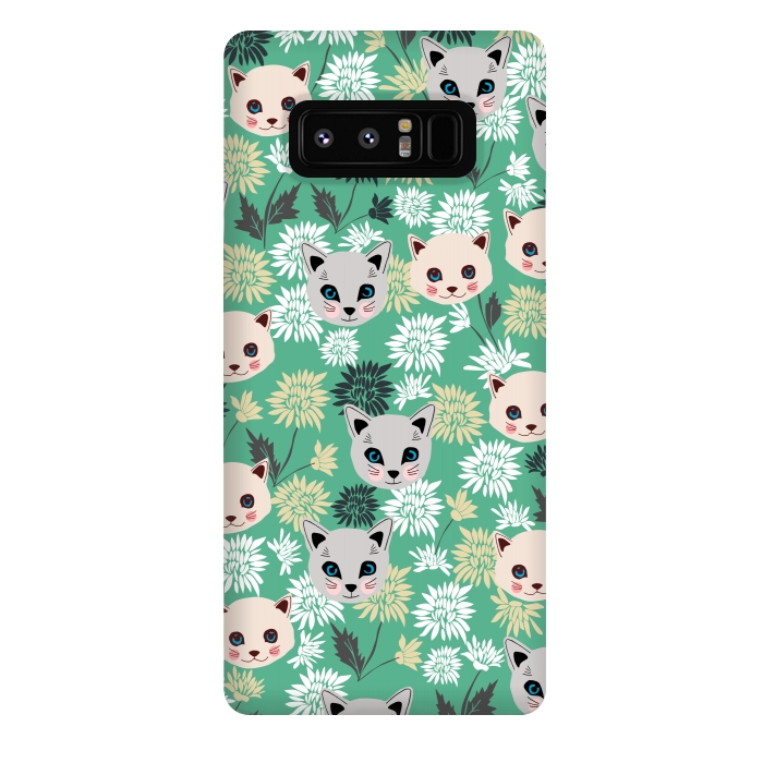 Galaxy Note 8 StrongFit Cute Cats and Flowers by Karolina