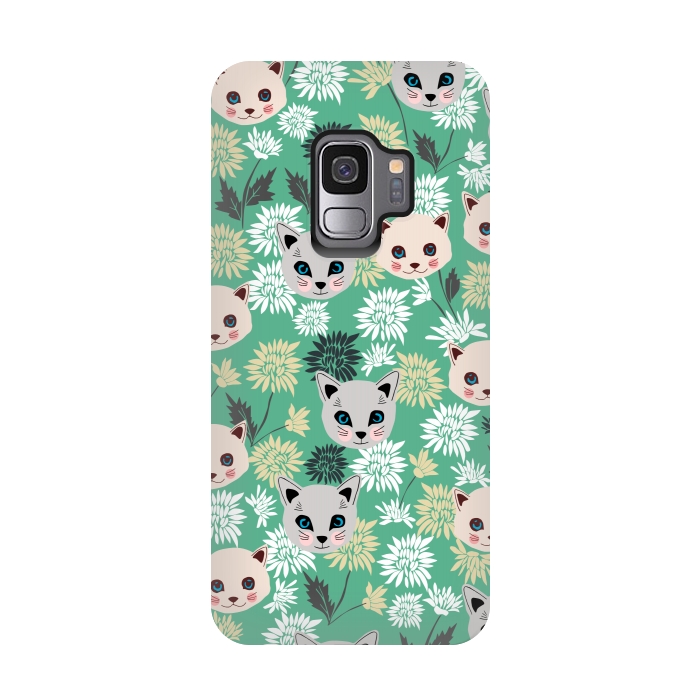 Galaxy S9 StrongFit Cute Cats and Flowers by Karolina