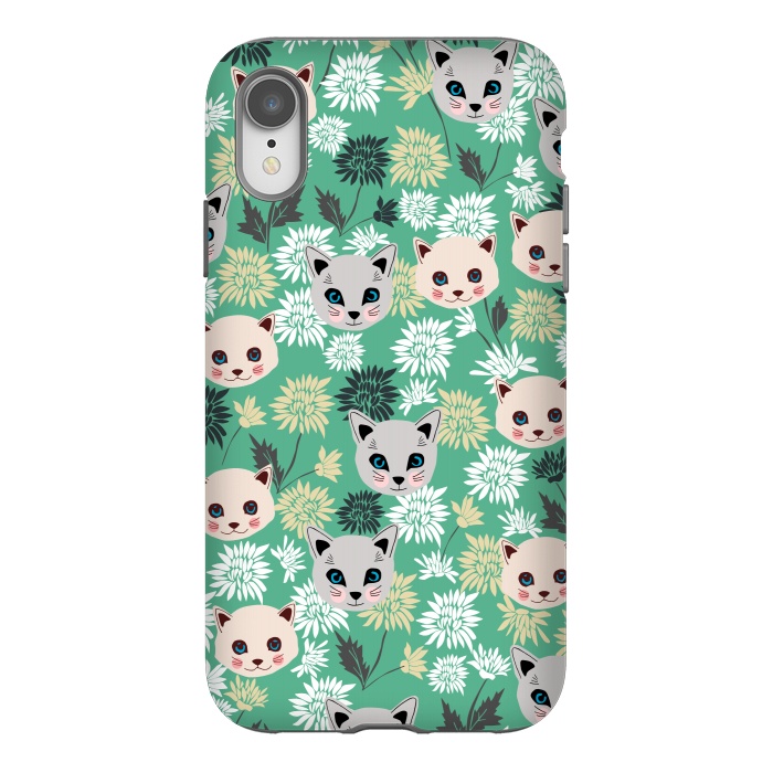 iPhone Xr StrongFit Cute Cats and Flowers by Karolina