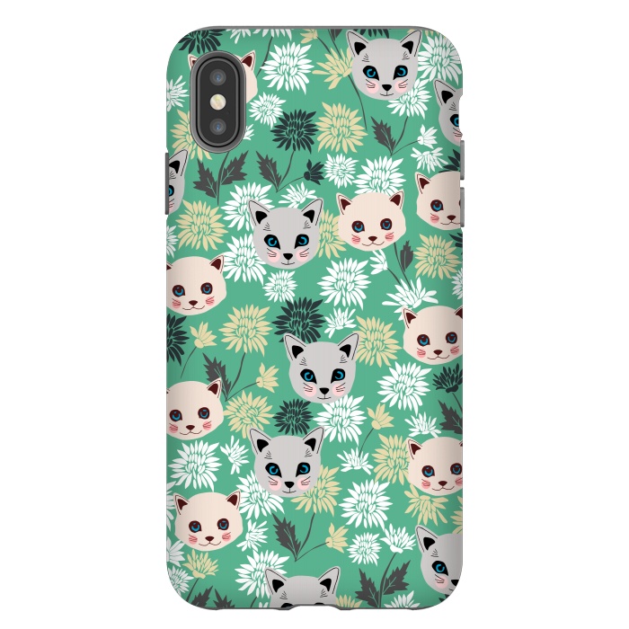 iPhone Xs Max StrongFit Cute Cats and Flowers by Karolina