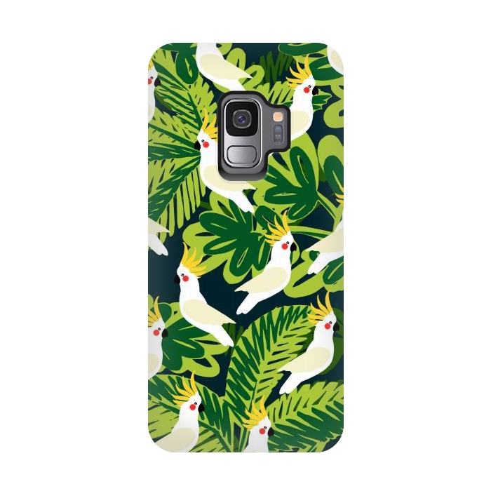 Galaxy S9 StrongFit Tropical Parrots by Karolina