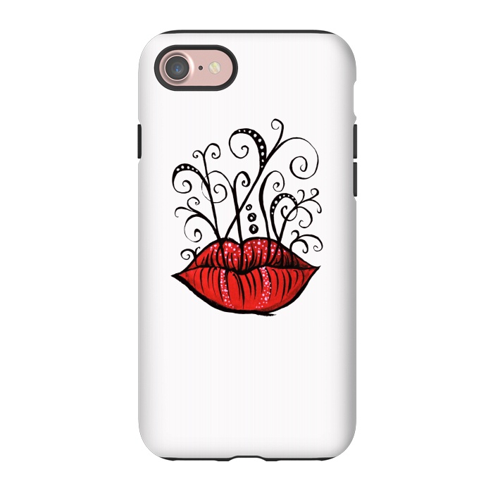iPhone 7 StrongFit Weird Lips Ink Drawing Tattoo Style by Boriana Giormova