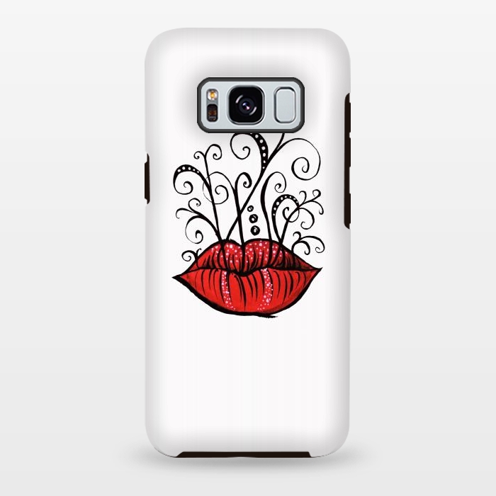 Galaxy S8 plus StrongFit Weird Lips Ink Drawing Tattoo Style by Boriana Giormova