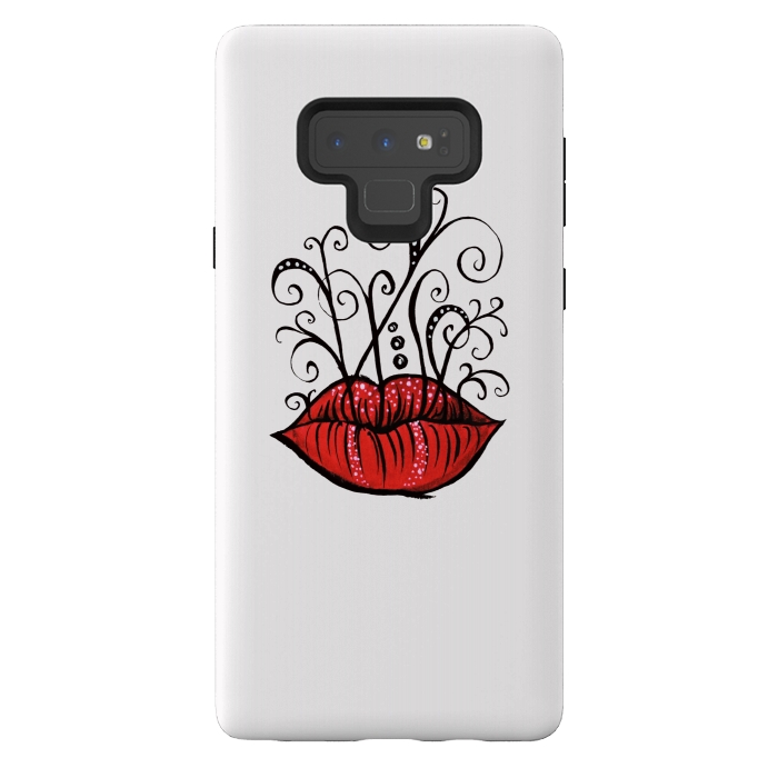 Galaxy Note 9 StrongFit Weird Lips Ink Drawing Tattoo Style by Boriana Giormova
