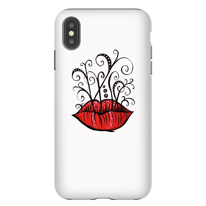 iPhone Xs Max StrongFit Weird Lips Ink Drawing Tattoo Style by Boriana Giormova
