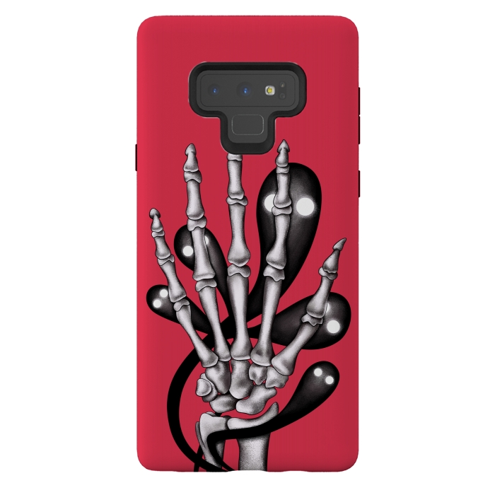 Galaxy Note 9 StrongFit Skeleton Hand With Creepy Ghosts Gothic by Boriana Giormova