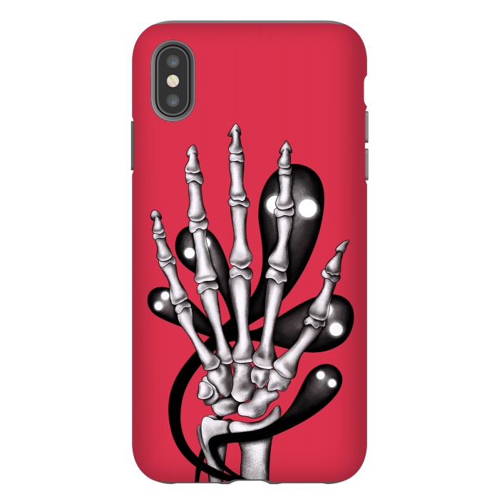 iPhone Xs Max StrongFit Skeleton Hand With Creepy Ghosts Gothic by Boriana Giormova