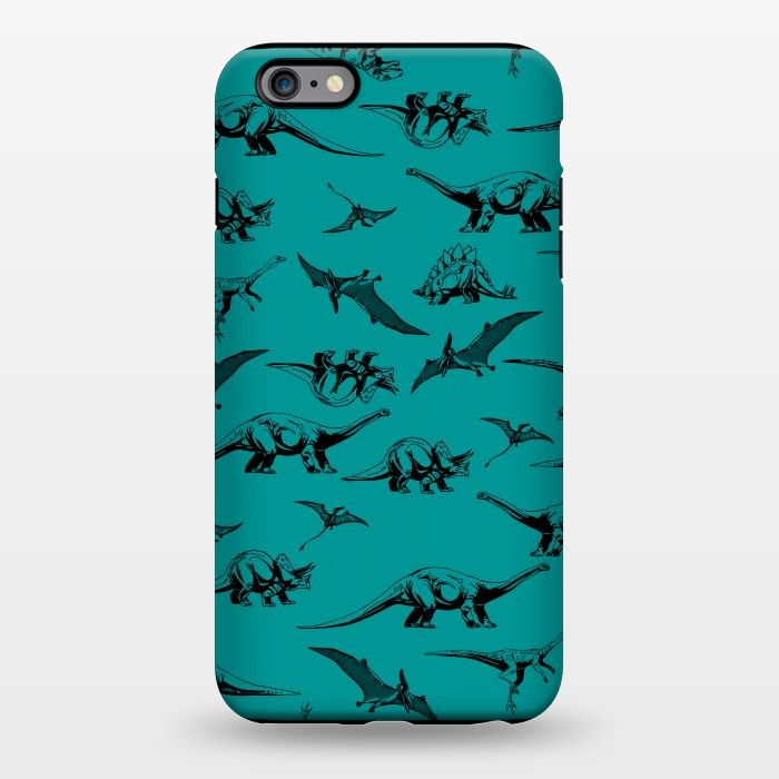 iPhone 6/6s plus StrongFit Dinosaurs on Teal Background by Karolina