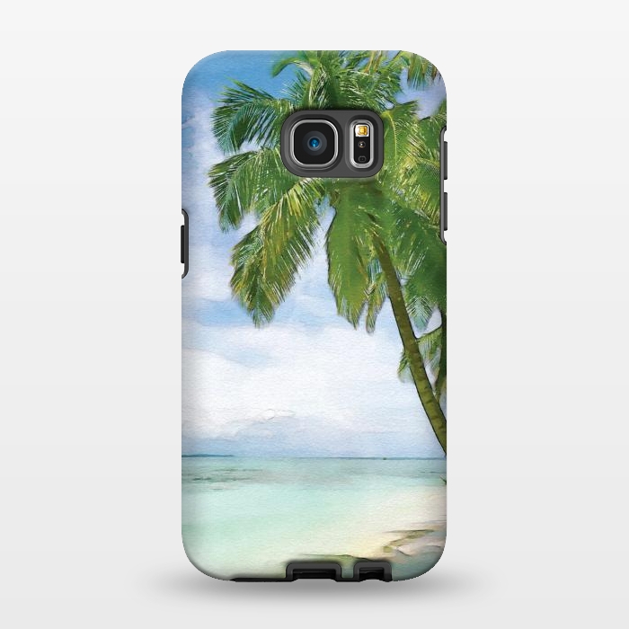 Galaxy S7 EDGE StrongFit Watercolor Beach by Creativeaxle
