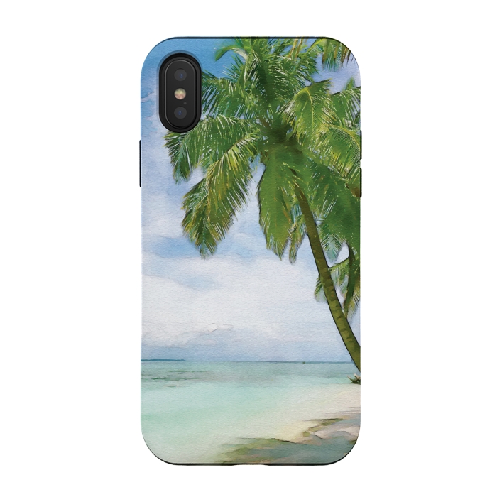 iPhone Xs / X StrongFit Watercolor Beach by Creativeaxle