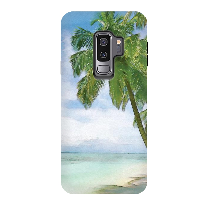 Galaxy S9 plus StrongFit Watercolor Beach by Creativeaxle
