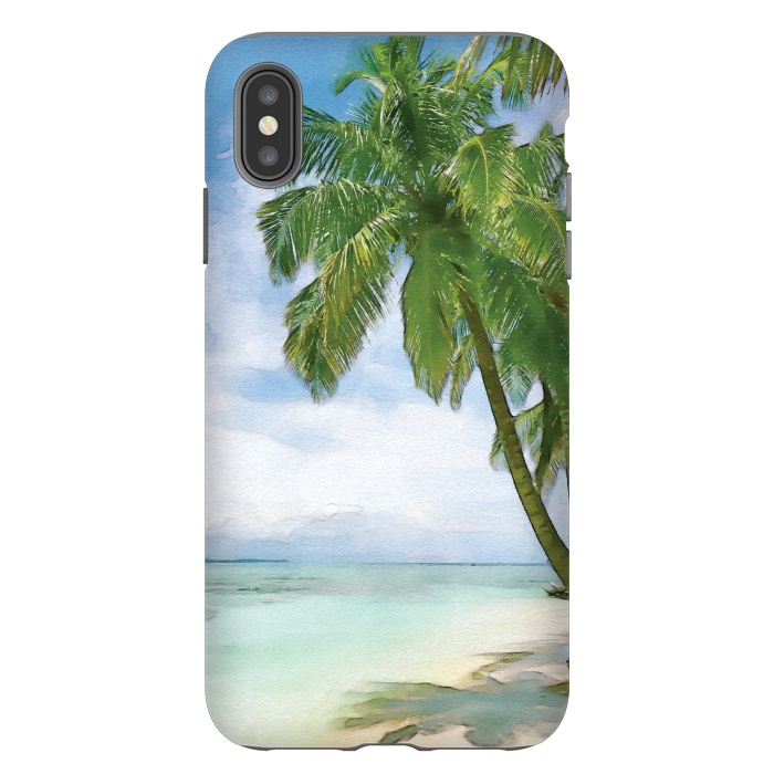 iPhone Xs Max StrongFit Watercolor Beach by Creativeaxle