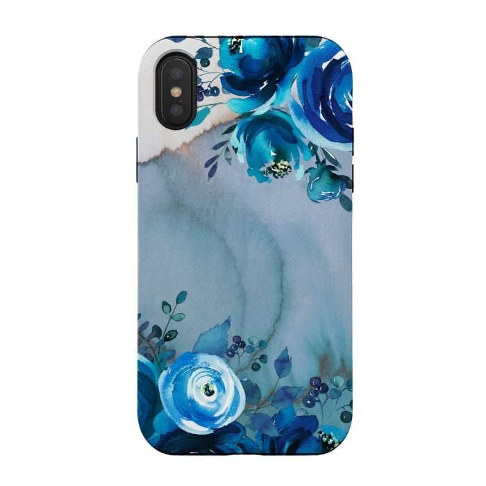 iPhone Xs / X StrongFit Blue Floral Spring Garden by  Utart